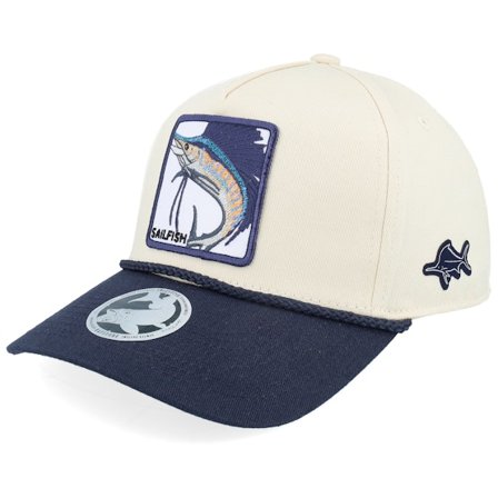 Skillfish - Beige adjustable Casquette - Sail Fish Box Rope Stone/Navy A-frame Adjustable @ Hatstore