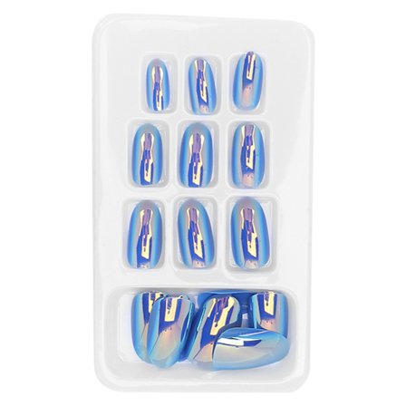 24 stk. falske negle kiste lange falske glitter franske ballerina kunstige spidser til kvinder negle saloner DIY neglekunst 12 størrelserLG11