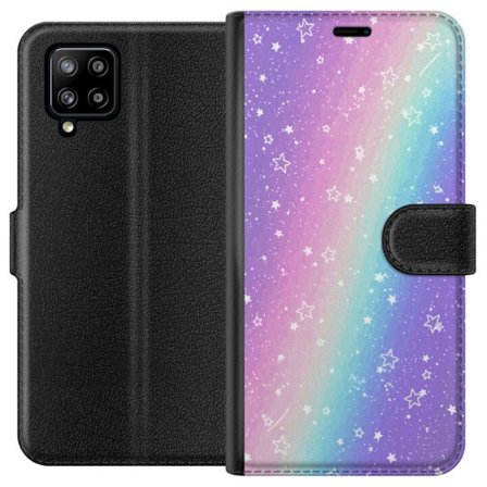 Kompatibel Tegnebogsetui til Samsung Galaxy A42 5G Rainbow-farvet pastelbaggrund med hvide stjerner og glitrende prikker i blød overgang