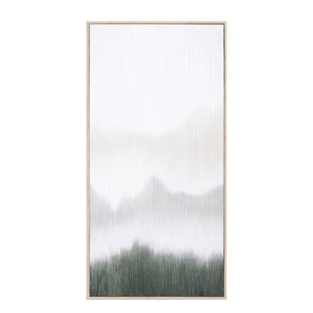 Luonto-maalaus kankaalle – 45x90cm, vihreä ja valkoinen, puukehys