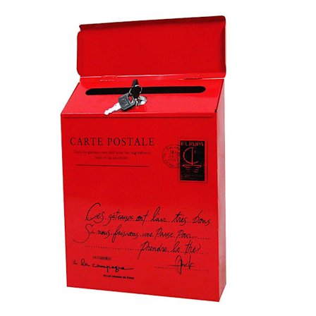 Järnlås Brevlåda Vintage Väggmonterad Postlåda Post Brev Tidningslåda Röd