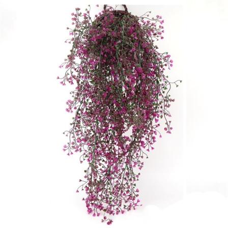 Blomma växt artificiell, Murgröna Vine Plant Artificiell inomhus utomhus Blomma artificiell För vägg- och trädgårdsdekoration-80cm Set med 3 Magenta
