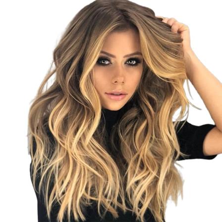 Kvinnor långt lockigt vågigt hår Ombre Party Cosplay syntetiska peruker