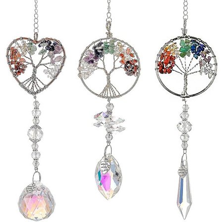 3 pakker hængende krystaller - Livets træ krystal vedhæng regnbue krystal ornament krystal kugle prisme chakra krystaller til vindue, have, 