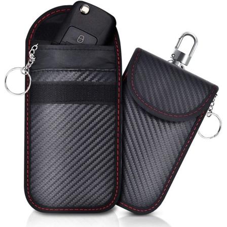 2 Pack Pieni Faraday Pussi koukkuun kiinnitettävällä avaimenperällä, RFID-signaalia estävä Faraday Laukku auton avaimelle