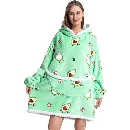 Stor Huvtröja-Filtröja Mjuk Fleece Varm Mysig Stor Bärbar Huvtröja för Kvinnor Flickor Vuxna Barn Stor Fick