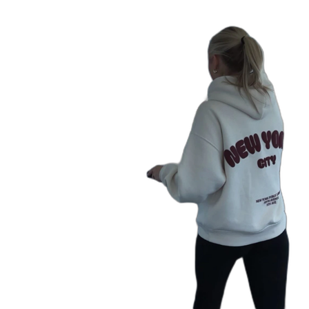 Vit hoodie med New York City-tryck