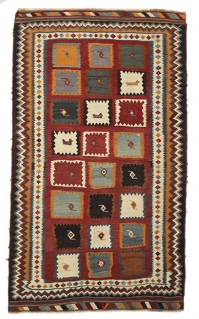 180X307 Tapis Kilim Vintage D'orient Noir/Rouge Foncé (Laine, Perse/Iran) Carpetvista