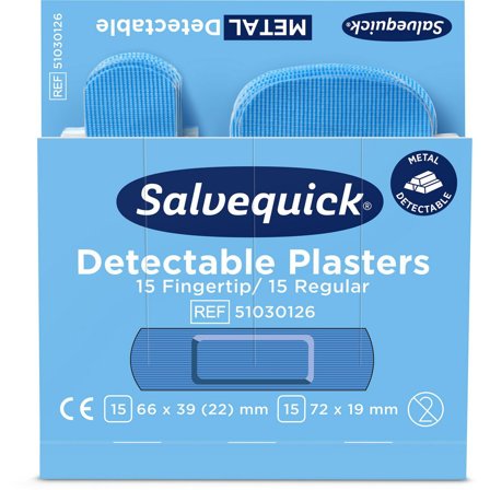 SALVEQUICK Plåster refill Detect. finger blå 30/fp - Lyreco - Skyddsutrustning - Första Hjälpen - Förband och Refill