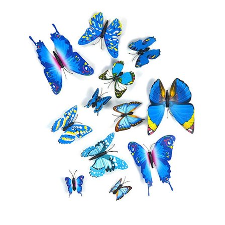 Väggdekoration - 3D-fjärilar färgglada söta 12 st - Välj färg