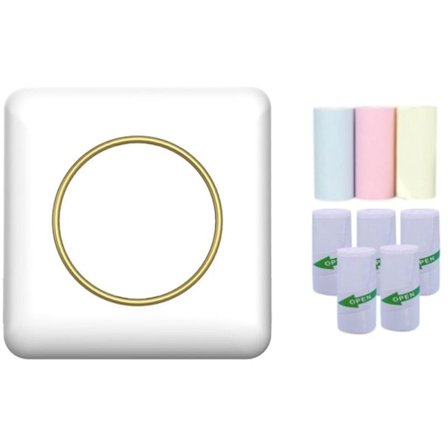 Mini Termisk Etikettskrivare Memo Manuell Fotoskrivare Bärbar Etikettskrivare med Klistermärkespapper + Färgat Papper