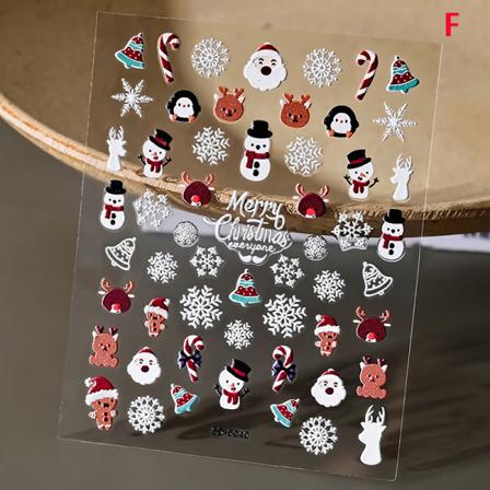 Christmas Nail Art 5D präglade Xmasnail Stickers Snowflake Flow F