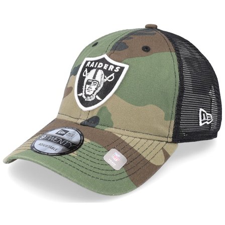 New Era - NFL Camo Trucker Cap - Las Vegas Raiders 9TWENTY Camo/Black Basic Trucker @ Hatstore