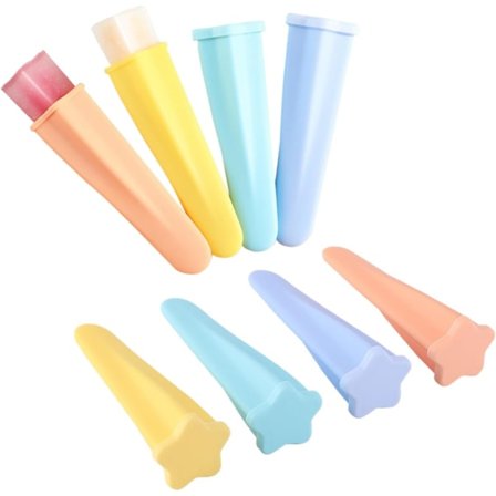 Jäätelömuotit, 8 kpl uudelleenkäytettäviä kädessä pidettäviä jäätelömuotteja lapsille, monivärisiä tähtimuotoisia jäätelömuotteja