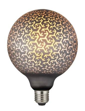 Nordlux Deco E27 | G125 Pattern | Dim | 1800 Kelvin | 100 Lumen - Black - Ø 12.5 CM
