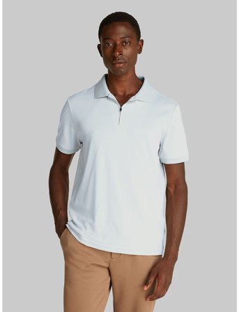 Calvin Klein Liquid Touch Welt Zip Polo - Blue - L