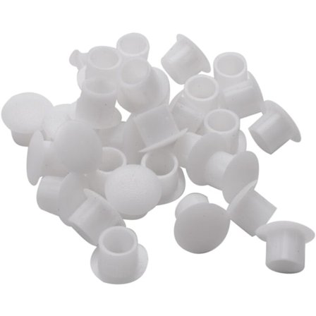 8mm Diameter Rett Plast Skruehette Hulldeksler Hvit 30stk