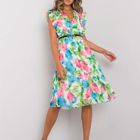 Kvinnor Kortärmad Lång Klänning V-ringad Summer Beach Sundress