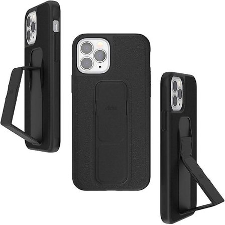 CLCKR Cover Case med Beslag Stand Grip til iPhone 12 / iPhone 12 Pro - Saffiano Sort