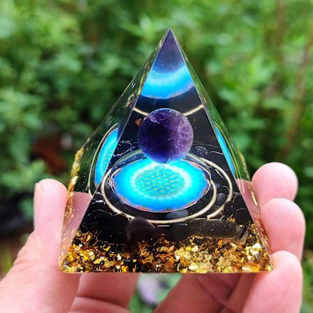 Energigenrator Orgonpyramide Ametyst Peridot Healing Naturkrystal Reiki Chakra Generator Orgonit (FMY)