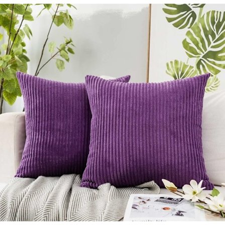 2 stk. pudebetræk i Manchester, ensfarvede og stribede pudebetræk (45*45 cm)