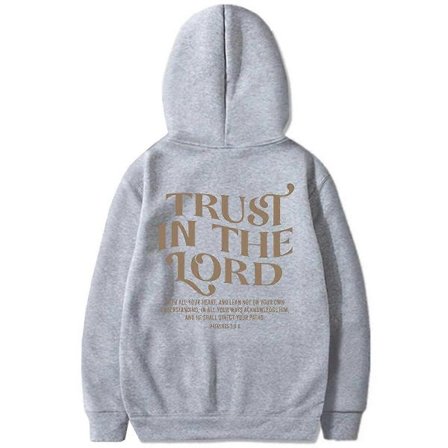 Æstetisk kristen sweatshirt med bibelvers, hoodie til kvinder, religiøse hoodies, stol på Herren, trøje, trostop, kristne gaver grå