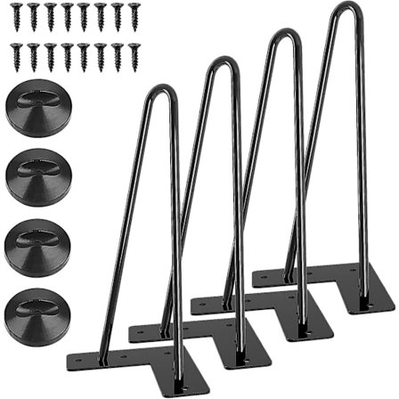 Hårnålsben 16 tum järnmöbler ben Mid Century Modern stil Heavy Duty bordsben för skåp, garderob, TV-skåp, lådor, nattduksbord-med F