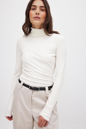 NA-KD Long Sleeve Roll Neck Top - Polotoppar - OffVit - XL (EU 46)