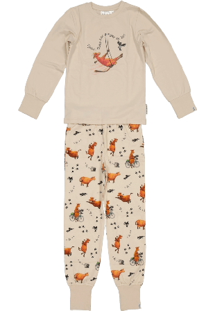 Geggamoja Tvådelad Pyjamas Mamma Mu Och Kråkan Sovkläder & morgonrockar Unisex Beige 74/80
