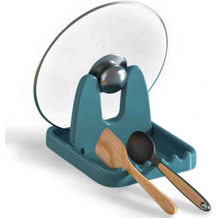 Sammenklappelig lågholder, multifunktionel låg- og skedholder, køkkenredskabsholder skedstøtte hylde til køkkenredskaber, vaskbar (grøn)