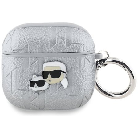 Karl Lagerfeld Monogram Karl & Choupette Huvudfodral för AirPods 4 - silver