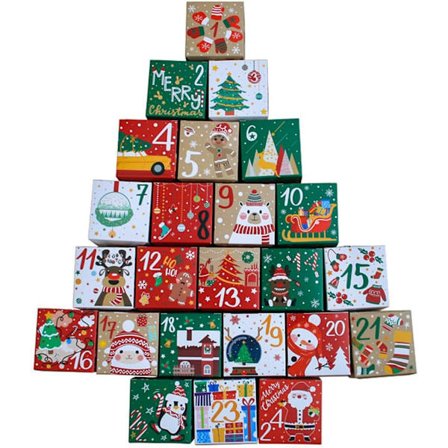 24 Dagers DIY Julekalender Bokser, 24 Nedtelling Julekalender