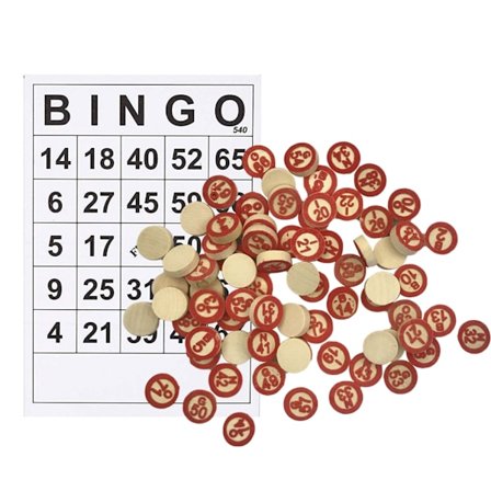 Vintage træbingo med 40 bingonummerkort og 75 skakbrikker Familiens DIY-brætspil til voksne og børn