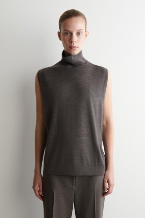 COS Damen Rollkragenpullunder Aus Merinowolle - Grau