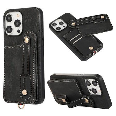 Til Iphone 14 Pro Max Etui Kickstand Kortholder Tpu+læder Telefon Cover