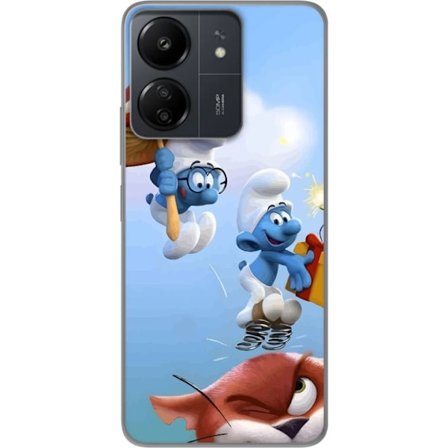 Yhteensopiva Puhelinkuori Xiaomi Xiaomi Redmi 13C Smurffit sarjakuva siniset hahmot retro juliste sarja Schtroumpfs lapsuus lapsuus sarja muotoilu