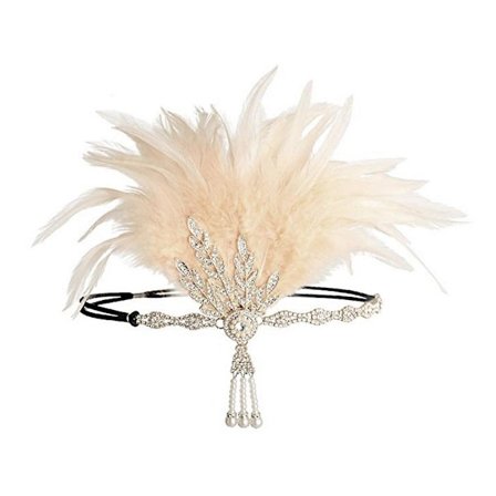 Art Deco Flapper Leaf Wedding Morsiamen Tiara Pearl Headpiece -pääpanta