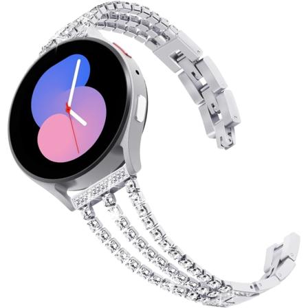 20 mm dame, bling sølv, kompatibel med Samsung Galaxy Watch