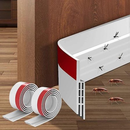 Selvklebende dørpakning, 100 x 5 cm dørstopper mot trekk, hvit TPE-gummi lydisolerende tetningslist, mot støy, støv, kald luft, mus, maur og 