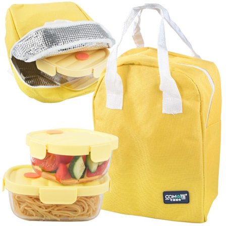 Matlådor 2-pack glas - Värmetåliga med lock och kylväska