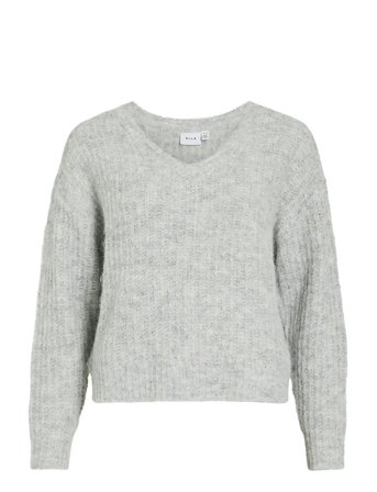 Vila Vilampe V-Neck L/S Knit Top-Noos - Grey - XL