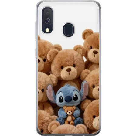 Kompatibel Mobilcover til Samsung Samsung Galaxy A40 Sød og sikker illustration med Stitch omgivet af bamser, der skaber en varm og legende følelse
