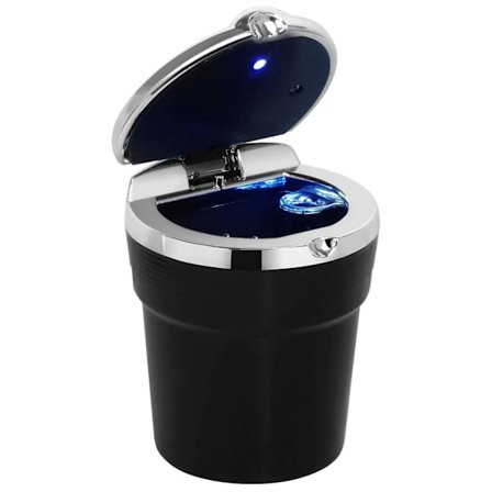 Bærbart askebæger til bil med låg - Selvslukkende askebæger til bil - Fremstillet af brandhæmmende plast, sort