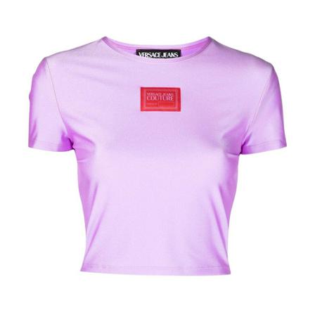 Versace Jeans Couture T-Shirt Shiny Lycra Sumatra Pink, Dame