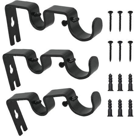 3 stk. gardinstangbeslag, justerbart stangvægbeslag, dobbelt Cu