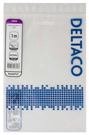 Deltaco DisplayPort DP1.4 Flex cable, 1M, black