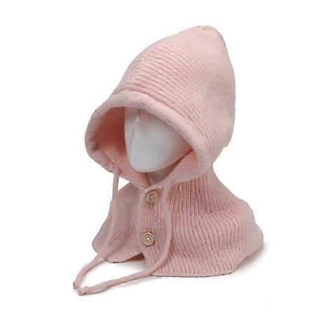 Vinterstrikket hue til kvinder med indbygget halsbeskyttelsestørklæde til udendørs kuldebeskyttelse