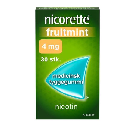 Nicorette Fruitmint 4 mg medicinsk tyggegummi 30 stk., Medicin & Pleje, Rygestop, Nikotintyggegummi