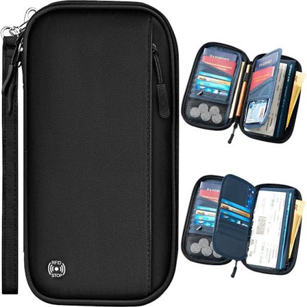 ING Pas Pung Taske, Pas Holder, Rejse Pung Taske, Vandtæt RFID Blokerende Kort Organizer med Håndrem Lynlås, Skulderrem