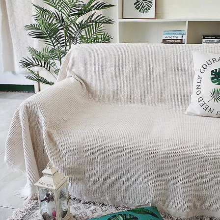 Sofföverdrag Sängöverkast Stolsöverdrag Reseöverdrag Dekorativt överdrag Sofföverkast 230 x 250 cm (vit)